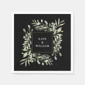 Greenery Watercolor Foliage Wedding Serviette (Vorderseite)