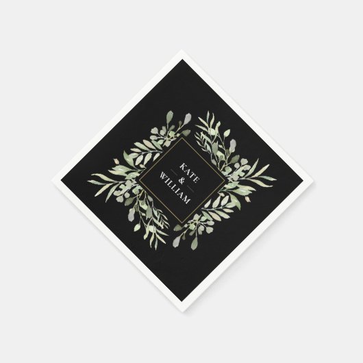 Greenery Watercolor Foliage Wedding Serviette (Ecke)