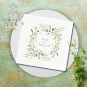 Greenery Watercolor Foliage Wedding Serviette