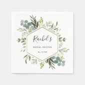 Greenery Watercolor Gold Hexagon Brautparty Serviette (Vorderseite)