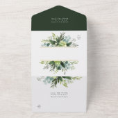 Greenery Watercolor Gold Hexagon Wedding All In One Einladung (Außenbereich)
