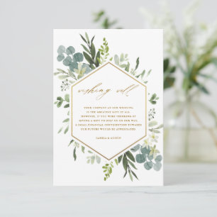 Greenery Watercolor Gold Hochzeit wünschend gut Begleitkarte