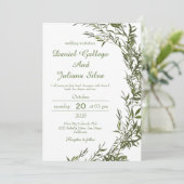 Greenery Watercolor Hochzeit Einladung (Stehend Vorderseite)