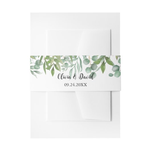 Greenery Watercolor Leaf Wedding Einladungsbanderole (Vorderseite Beispiel)