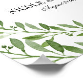 Greenery Watercolor Leaf Wreath Wedding Willkommen Poster (Ecke)