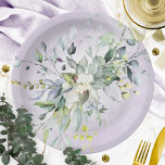 Greenery Watercolor Lila Lavendel Brautparty Pappteller<br><div class="desc">Grüne Aquarell Lila Lavendel Brautparty Papierplatte</div>