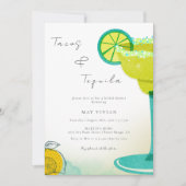 Greenery Watercolor Margarita Limones Brautparty Einladung (Vorderseite)