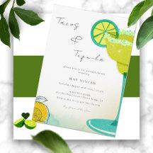 Greenery Watercolor Margarita Limones Brautparty