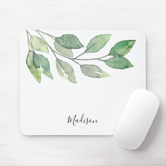 Greenery Watercolor Personalisiert Mousepad (Mit Mouse)
