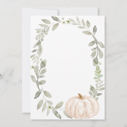 Greenery Watercolor Pumpkin Brautparty  Einladung (Rückseite)