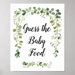 Greenery Watercolor rät das Baby Food Poster