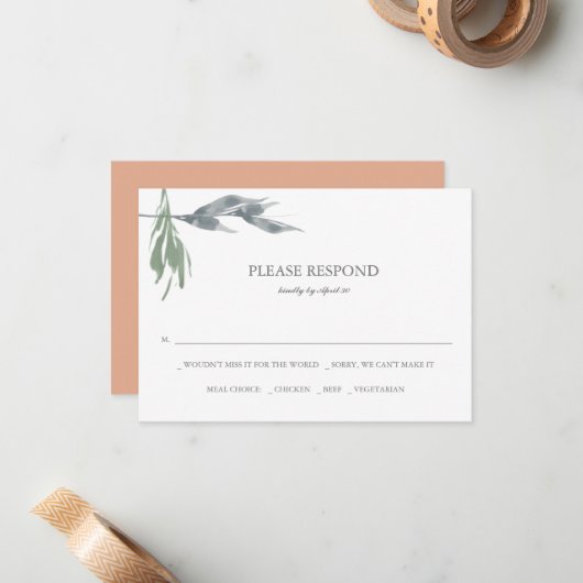 Greenery Watercolor RSVP Karten (Vorderseite/Rückseite Beispiel)