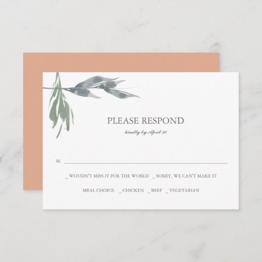 Greenery Watercolor RSVP Karten (Vorne/Hinten)