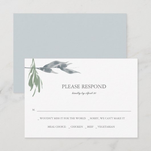 Greenery Watercolor RSVP Karten (Vorne/Hinten)