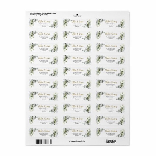 Greenery Watercolor Rücksendeadresse (Vorne)