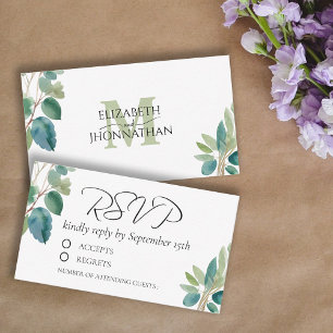 Greenery Watercolor UAWG Mit Monogramm Mitteilungskarte