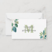 Greenery Watercolor UAWG Mit Monogramm Mitteilungskarte (Rückseite)