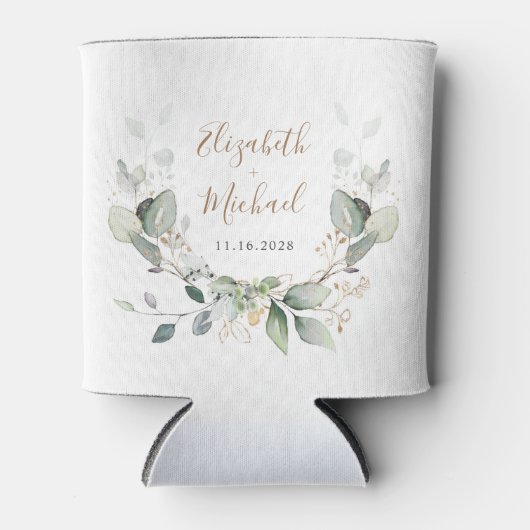 Greenery Watercolor Wedding Dosenkühler (Vorderseite)