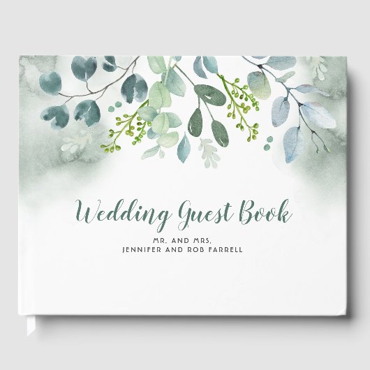 Greenery Watercolor Wedding Gästebuch (Vorderseite)