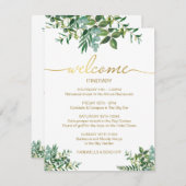 Greenery Watercolor Wedding Itinerary Gold Script Begleitkarte (Vorne/Hinten)