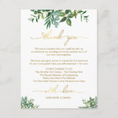 Greenery Watercolor Wedding Itinerary Gold Script Begleitkarte (Rückseite)