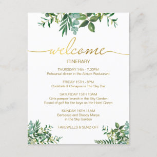 Greenery Watercolor Wedding Itinerary Gold Script Begleitkarte