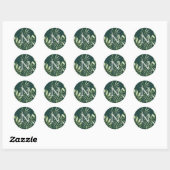 Greenery Watercolor Wedding Monogram Umschlag Aufk Runder Aufkleber (Blatt)