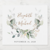 Greenery Watercolor Wedding Schaumweinetikett (Einzelnes Label)