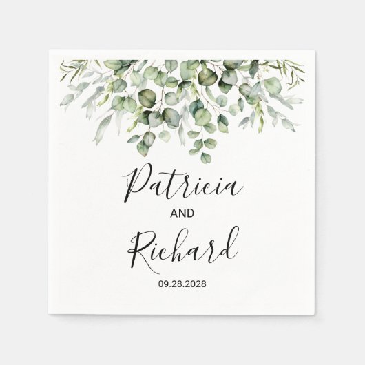 Greenery Watercolor Wedding Serviette (Vorderseite)