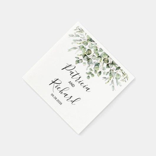 Greenery Watercolor Wedding Serviette (Ecke)