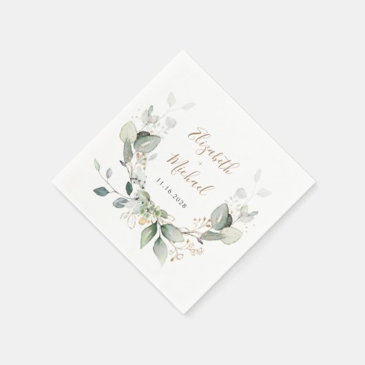 Greenery Watercolor Wedding Serviette (Ecke)