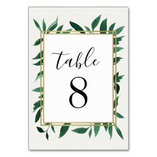 Greenery Watercolor Wedding Tischnummer Cards