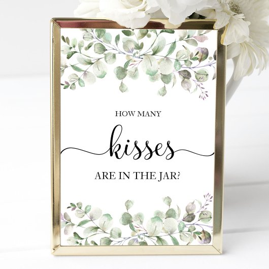 Greenery Watercolor Wie viele Kisses signieren Poster