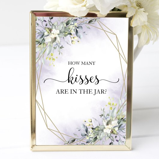 Greenery Watercolor Wie viele Kisses signieren Poster