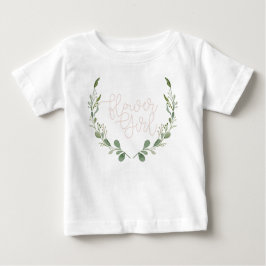 Greenery Watercolor Wreath | Blumenmädchen Baby T-shirt