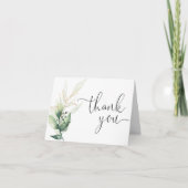 Greenery watercolors green gold leaves Single Dankeskarte (Vorderseite)