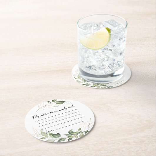 Greenery Wedding Advice Round Paper Untersetzer (Vor Ort)