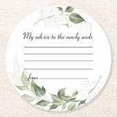 Greenery Wedding Advice Round Paper Untersetzer (Vorderseite)