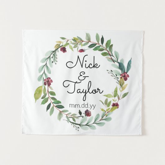 Greenery Wedding Back Drop, Boho Fall Foto Stand Wandteppich (Vorderseite (Horizontal))