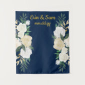 Greenery Wedding Backdrop Gold Navy Foto Stand Wandteppich (Vorderseite)