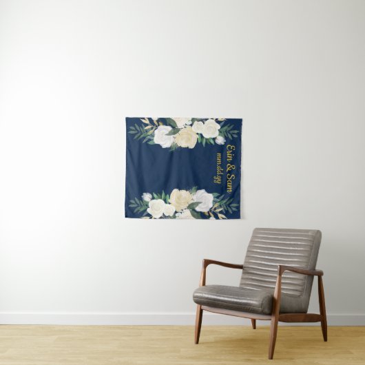 Greenery Wedding Backdrop Gold Navy Foto Stand Wandteppich (Beispiel (Horizontal))