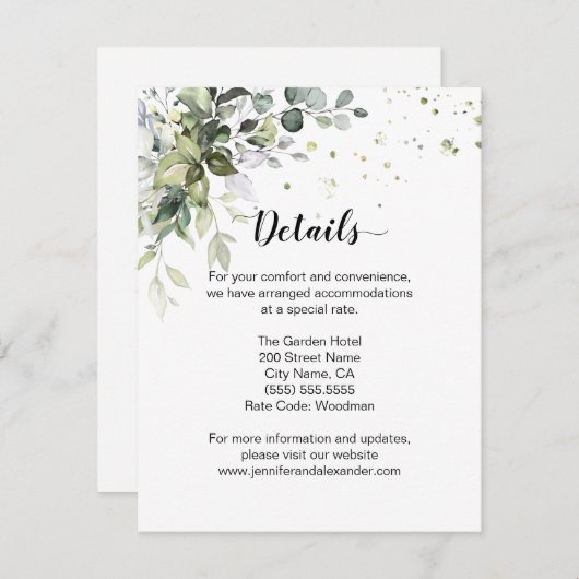 Greenery Wedding Begleitkarte (Vorne/Hinten)