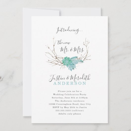 Greenery Wedding Celebration Party Einladung (Vorderseite)