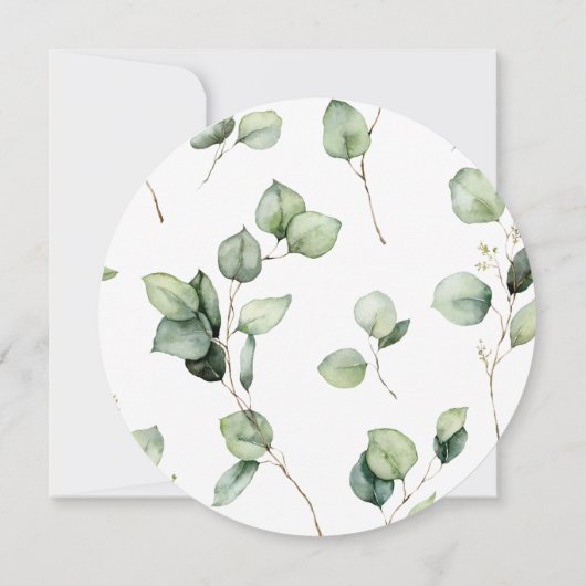 Greenery Wedding Circle Card Einladung (Rückseite)