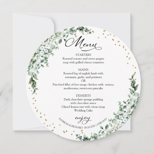 Greenery Wedding Circle Card Einladung (Vorderseite)