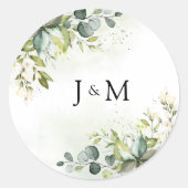 Greenery Wedding Classic Round Sticker (Vorderseite)