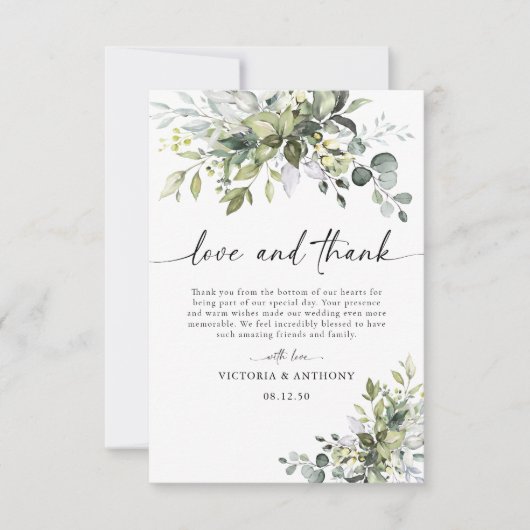 Greenery Wedding Dankeschön Karten (Vorderseite)