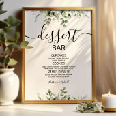 Greenery Wedding Dessert Table Sign Poster