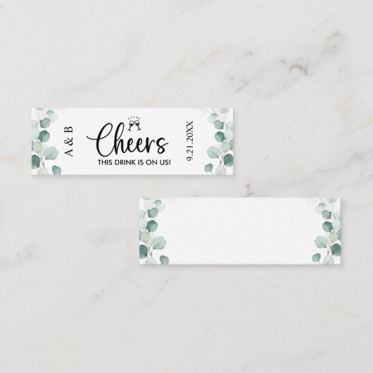 Greenery Wedding Drink Ticket Voucher (Vorne/Hinten)