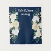 Greenery Wedding Foto Booth Backdrop Navy Blue Wandteppich (Vorderseite)
